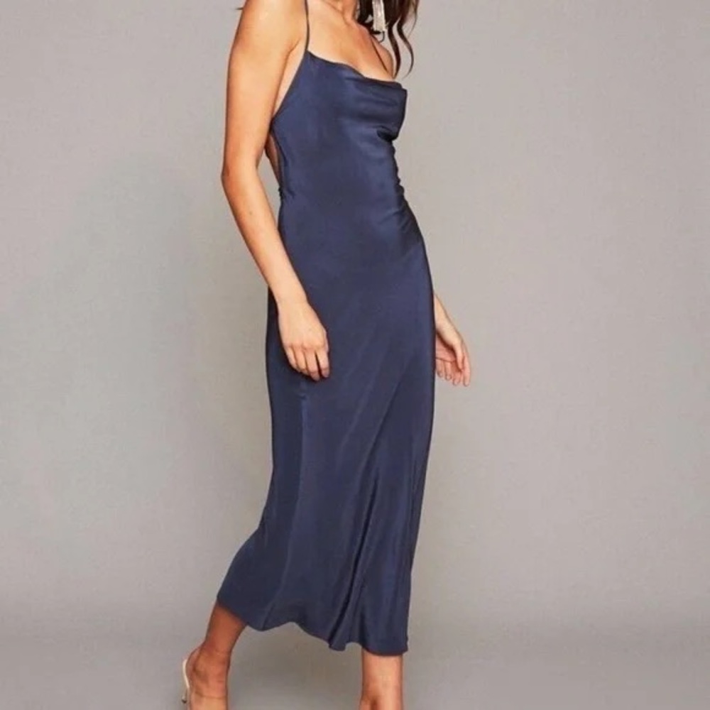 Stone Cold Fox Silk Temptation Gown — Shiny Navy